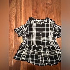 Ann Taylor loft black plaid shirt - size medium nwt